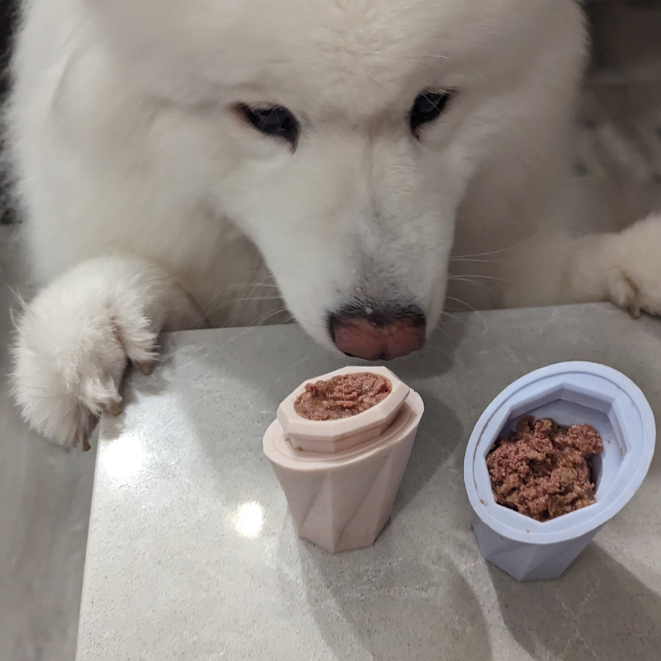 Toy for dogs who lick with interlocking design for easy cleaning By Up Dog Shop