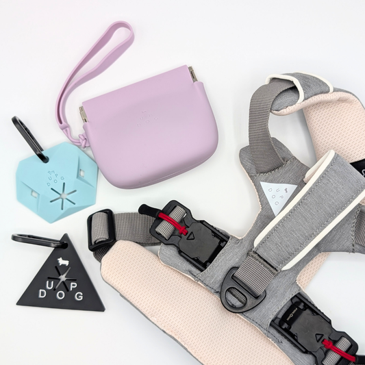 Up Dog Walk Kit including a harness, leash, and poop bag holders